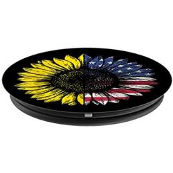 Sunflower American Flag Patriotic Flower Phone Knob Gift PopSockets Grip and Stand for Phones and Tablets