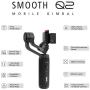 Gimbal Stabilizer for iPhone 11 Pro X XR XS Max Smartphone Vlog Youtuber Live Video Record Sport Inception Mode Face Object Tracking Motion Time-Lapse 3-Axis gyro Zhiyun Smooth Q2 (Truely Pocket Size)