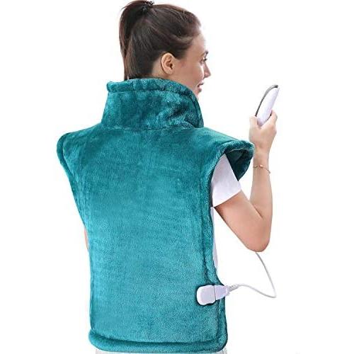 MaxKare Large Heating Pad for Back and Shoulder Pain, 24&quotx33" Heat Wrap with Fast-Heating and 5 Heat Settings for Sport Sorness and Cramps Relief, Auto Shut Off Available-Lake Green