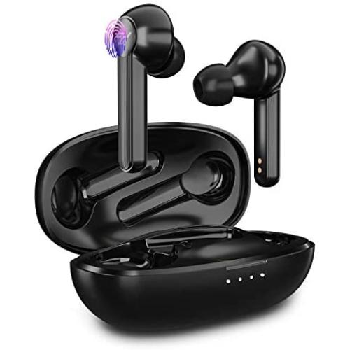 Wireless Earbuds Bluetooth 5.0 Headphones IPX7 Waterproof Bluetooth Earbuds Built-in 2 Mics CVC8.0 Noise Reduction Graphene Driver Wireless Headphones Long Playtime in-Ear Earphone for All Smart Phone