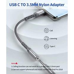USB Type C to 3.5mm Female Headphone Jack Adapter, JSAUX USB C to Aux Audio Dongle Cable Cord Compatible with Pixel 4 3 2 XL, Samsung Galaxy S20 Ultra Z Flip S20+ Note 10 S10 S9 Plus, iPad Pro(Grey)