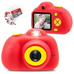 Veroyi Kids Camera with 16GB Micro SD Card 8MP Rechargeable Digital Front and Rear Selfie Camera with 2 Inches Screen Child Camcorder Toys for 4-10 Years Old Boys and Girls (Red)