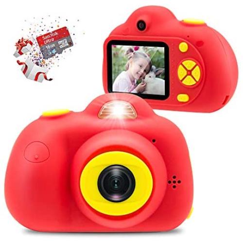 Veroyi Kids Camera with 16GB Micro SD Card 8MP Rechargeable Digital Front and Rear Selfie Camera with 2 Inches Screen Child Camcorder Toys for 4-10 Years Old Boys and Girls (Red)