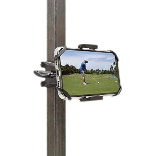 Golf Gadgets - Swing Recording System | Golf Cart or Pull Cart Mount for Smartphone. Compatible with iPhones, Samsung Galaxy, HTC, Any Phone. (Bar Mount)