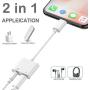 3.5mm Jack for iPhone Headphone Adapter Dongle 2 in 1 Car Charger AUX Cord Converter Splitter Charge & Audio Cables for iPhone 7/7 Plus/8/X/10/11/XR/XS/XS Max Earphone Adaptor Support iOS Systems