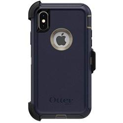 OtterBox DEFENDER SERIES SCREENLESS EDITION Case for iPhone Xs & iPhone X - Frustration Free Packaging - DARK LAKE (CHINCHILLA/DRESS BLUES)