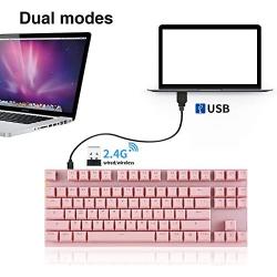 MOTOSPEED 2.4GHz Wireless/Wired Mechanical Keyboard 87Keys Led Backlit Red Switches Type-C Gaming Keyboard for Gaming and Typing,Compatible for Mac/PC/Laptop