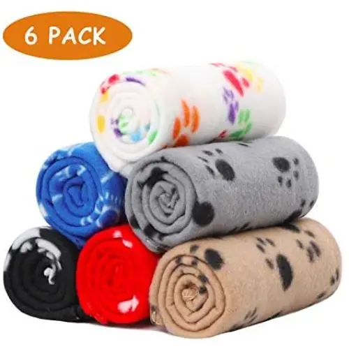 6 Pack Pet Blanket Soft Fleece Dog Cat Blanket, Fluffy Warm Sleep Bed Cover with Paw Print for Kitten Puppy 6 Pack Pet Blanket Soft Fleece Dog Cat Blanket, Fluffy Warm Sleep Bed Cover with Paw Print for Kitten Puppy