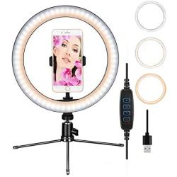 Ring Light 10”LED Dimmable Desktop Lamp Makeup Selfie Ring Light with Tripod Stand & Cell Phone Holder for YouTube Video/Photography,CUMIZON LED Camera Ringlight for Live Stream