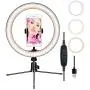 Ring Light 10”LED Dimmable Desktop Lamp Makeup Selfie Ring Light with Tripod Stand & Cell Phone Holder for YouTube Video/Photography,CUMIZON LED Camera Ringlight for Live Stream
