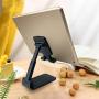 Phone Stand, Foldable Desktop Cell Phone Tablet Stand, Folding Nonslip Silicone Multi-Angle Adjustable Sturdy Metal Phone Holder for Mobile Phone, iPad, Nintendo Switch, Tablets (4-12.9) (Black)