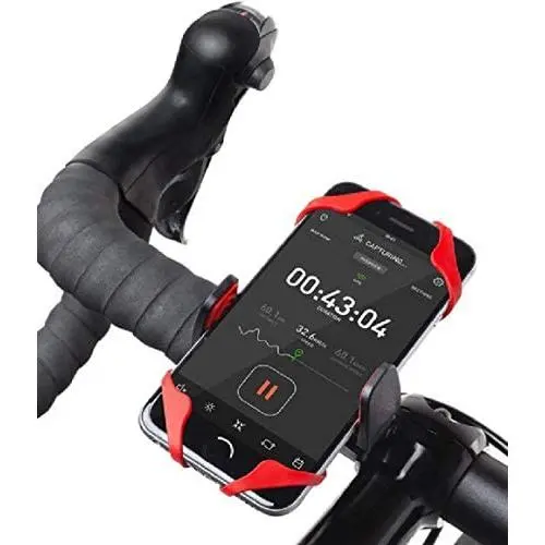 FlyD Universal Bicycle Stand-Suitable for Motorcycles, Handlebars, roll Bars, Suitable for All Smartphone Holders, Black/red