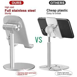 Swhatty Cell Phone Stand Universal Tablet Dock, Angle Height Adjustable Sturdy All Aluminum Alloy Stable Phone Holder for Desk, Compatible with Mobile Phone/iPad 4.7"-12.9" Screen (Sliver)