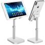 Phone Stand for Desk,Cell Phone Stand Adjustable Desk Phone Holder Upgraded Height Phone Cradle Dock Tablet Holder Compatible with iPhone X 11 Pro, iPad, Tablets (4-10") All Phones (Silver)