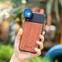 ULANZI Wood Phone Case Support Extra Camera Lens (17mm Diameter) Protective Unique Design Shakeproof Solid Wood Case Cover for iPhone 11 Pro Max Using Anamorphic Lens Macro Lens DOF Adapter