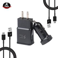 Fast Charger, Gobling Adaptive Fast Charging Kit for Samsung Galaxy S9/S8/S8 Plus/Note 8, Fast Car Charger Type-C 2.0 Cables Kit 5 Feet Quick Charge Wall Charger