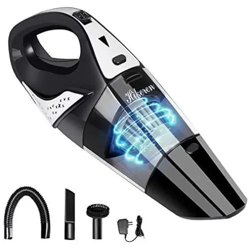 Hikeren Portable Handheld Vacuum Cleaner Cordless, Powerful Suction Cleaner, Rechargeable 12V Lithium with Quick Charge, Wet Dry Vacuum Mini Cleaner for Pet Hair, Gravel Cleaning, Black Hikeren Portable Handheld Vacuum Cleaner Cordless, Powerful Suction Cleaner, Rechargeable 12V Lithium with Quick Charge, Wet Dry Vacuum Mini Cleaner for Pet Hair, Gravel Cleaning, Black