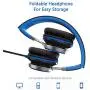 Elecder i39 Headphones with Microphone Foldable Lightweight Adjustable On Ear Headsets with 3.5mm Jack for iPad Cellphones Computer MP3/4 Kindle Airplane School Blue/Black