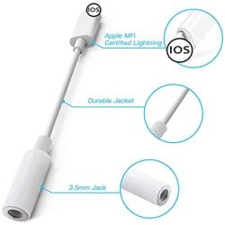 [3 Pack] Adapter Headphone Jack to 3.5mm Dongle for Phone 11 Pro 11/8/8 Plus/X/XS/XS Max/XR/7/7 Plus Earphone Adaptor Support All iOS Connector Audio Cable Earbuds(Support iOS 10.3-13) White