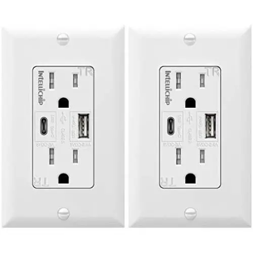 TOPGREENER 5.8A Ultra High Speed USB Type-C/A Combo Outlet, 15A Tamper-Resistant Receptacle, Compatible with iPhone 11 Pro/11/XS/MAX/XR/X, Samsung Note S9/S8/S7 & More, TU21558AC-2PCS, White 2 Pack TOPGREENER 5.8A Ultra High Speed USB Type-C/A Combo Outlet, 15A Tamper-Resistant Receptacle, Compatible with iPhone 11 Pro/11/XS/MAX/XR/X, Samsung Note S9/S8/S7 & More, TU21558AC-2PCS, White 2 Pack