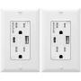 TOPGREENER 5.8A Ultra High Speed USB Type-C/A Combo Outlet, 15A Tamper-Resistant Receptacle, Compatible with iPhone 11 Pro/11/XS/MAX/XR/X, Samsung Note S9/S8/S7 & More, TU21558AC-2PCS, White 2 Pack