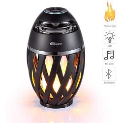 DIKAOU Led flame table lamp, Torch atmosphere Bluetooth speakers&Outdoor Portable Stereo Speaker with HD Audio and Enhanced Bass,LED flickers warm yellow lights BT4.2 for iPhone/iPad /Android