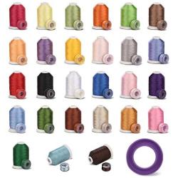 Simthread 27 Spools Trilobal Polyester Embroidery Machine Thread with 27 Assorted Colors Prewound bobbins Size A/SA156 for FSL on Brother Janome Pfaff Babylock Singer Husqvaran Bernina etc