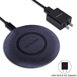 LETSCOM Wireless Charger,Qi-Certified 15W Fast Wireless Charging Pad with QC3.0 AC Adapter,Compatible with iPhone 11/11 Pro/XS Max/XR/XS/X/8/8+/Airpods,Galaxy Note 10/Note 10+/S10/S10+/S9/S8