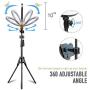 10.2" LED Selfie Ring Light with Tripod Stand & Phone Holder for Live Streaming & YouTube Video, Dimmable Makeup Ring Light for Photography, Shooting with 10 Brightness Level & 3 Light Modes