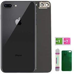 OEM Replacement Back Glass Cover Back Battery Door Installed Camera Frame Lens Replacement for iPhone 8 Plus (Space Grey or Black)