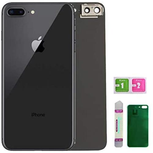 OEM Replacement Back Glass Cover Back Battery Door Installed Camera Frame Lens Replacement for iPhone 8 Plus (Space Grey or Black)