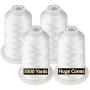 Simthread 42 Options Various Assorted Color Packs of Polyester Embroidery Machine Thread Huge Spool 5000M for All Embroidery Machines (4 White)