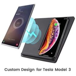 TapTes Tesla Model 3 Wireless Charger Dual Wireless Smartphone Charging Pad M3 Car Interior Center Console Accessories for Any Enable Phone, Compatible with Tesla Model 3 (Light Black)