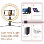 LED Ring Light 10" with Tripod Stand & Phone Holder for Live Streaming & YouTube Video, Dimmable Desk Makeup Ring Light for Photography, Shooting with 3 Light Modes & 10 Brightness Level