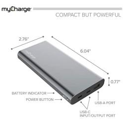 myCharge Portable Charger Power Bank - USB C Battery Pack RazorTurbo (16000mAh / 18W) Fast Charging QC/PD Type C External Cell Phone Backup for Apple iPhone, iPad & Android for Samsung Galaxy