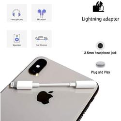 [Apple MFi Certified] iPhone 3.5 mm Headphone Jack Adapter, Lightning to 3.5mm Headphone Aux Audio Dongle Splitter Jack Adaptor Compatible for iPhone 11/11 Pro/XR/XS Max/X/8/7 Support All iOS System