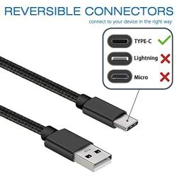 USB Type C Cable,DEEGO 2Pack Durable USB C to A Fast Charger Nylon Braided USB C Cable 10Ft 6Ft Compatible for Samsung Galaxy S10 S9 S8 Plus Note 9 8,LG V40,G7,G6,Huawei P20,Mate 20,Lumia 950,Black