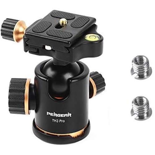 Pergear TH3 Pro DSLR Camera Tripod Ball Head, 8KG/17.6lbs Loading Capacity, 360 Degree Swivel, Metal Build Quality, Fine Tuning Damping, U-Shaped Groove Design for Easy Switching Into Vertical Mode