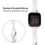 TSAAGAN Pattern Printed Slim Silicone Band Compatible with Fitbit Versa 2/Versa/Versa Lite, Fadeless Floral Thin Replacement Strap Wristband for Fitbit Versa 2 Smart Watch (Small, Marble)