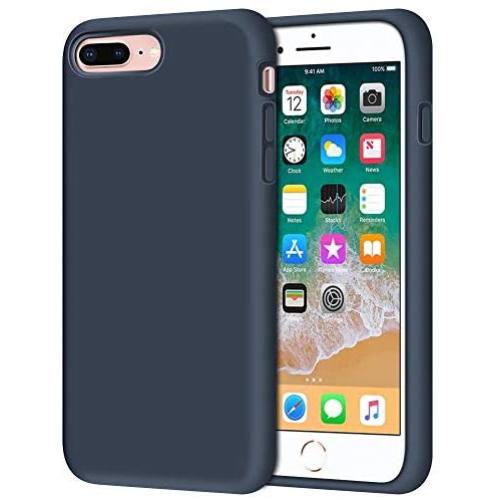 Anuck iPhone 8 Plus Case, iPhone 7 Plus Case, Soft Silicone Gel Rubber Bumper Case Microfiber Lining Hard Shell Shockproof Full-Body Protective Case Cover for iPhone 7 Plus /8 Plus 5.5" - Dark Blue