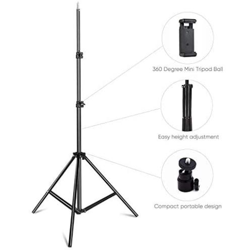 MeeA 82 Inch Extendable Tripod with Mobile Phone Clip Mount, Camera Tripod, Compatible with Most Cell Phones, DSLRs, Digital Cameras for Selfie and Live Video(82 inch)
