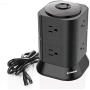 SAFEMORE 8 Outlet Smart DC Power Strip, 110V 6.5ft Power Cord Tower Multi Plug Charging Station with Overload Protection and Surge Protecor for Home Office Appliance and Electronics(Black)