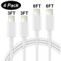 AUNC iPhone Charger 4PACK 3/3/6/6Feet Long USB Charging Cable High Speed Connector Data Sync Transfer Cord Compatible with iPhone Xs Max/X/8/7/Plus/6S/6/SE/5S iPad