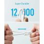 Anker Powerline II 3-in-1 Cable, Lightning/Type C/Micro USB Cable for iPhone, iPad, Huawei, HTC, LG, Samsung Galaxy, Sony Xperia, Android Smartphones, and More(3ft, White)