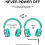 Wireless Headphones 25 Hrs w/Romantic LED Light, HiFi Stereo Picun Bluetooth 5.0 Headphones Over Ear w/Deep Bass/HD Mic/Bag, Protein Earpads, Foldable, TF Card/Wired Mode for PC Cellphone (Grey/Mint)