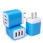 USB Charger Adapter Plug, Ailkin 3 Pack/3.1A(Purple) 3-Port Home Travel Fast Charging Station Plug Cube Wall Replacement for Phone X/8/7/Plus, Samsung Galaxy Series, Huawei, HTC, LG, Kindle etc.