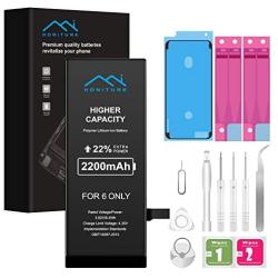 Battery for iPhone 6 2200mAh High Capacity Battery Replacement for iPhone 6 with Full Tool Kits - User Manual & Two Adhesive Strips - 0 Cycle Upgraded(Only for iPhone 6)