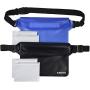 GO BACK TRAIL Waterproof Pouch Set – Includes 2 Large Heavy Duty Dry Pouches Plus 4 Bonus Valuable Bags – Adjustable Waistband – for Men, Women or Kids – Protect Cash, Credit Cards, Keys Smartphones