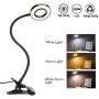 Clip on Reading Lights,Book Clamp Light with 3 Color Modes,10 Brightness Dimmer Eye Protection Kids Desk Lamp, 360 ° Flexible Gooseneck Selfie Ring Light,LED Makeup Mirror Lights for Vanity