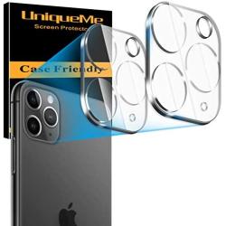 [ 2 Pack] UniqueMe Camera Lens Protector for iPhone 11 Pro/iPhone 11 Pro Max Tempered Glass, [New Version] Add Cameras Flash Circle